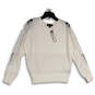 NWT Womens White Lace Long Sleeve Crew Neck Pullover Sweater Size M image number 1