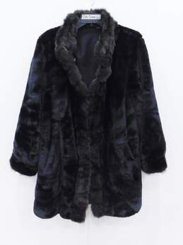 Women's Kristen Blake Reversible Black Faux Fur Soft Plush Coat Size Small
