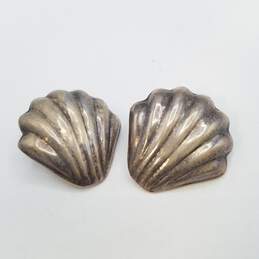 Sterling Silver TF-31 Mexico 925 Sea Shell Design Clip - On Earrings 17.8g