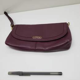 Wm COACH Purple Leather Wristlet Purse Bag