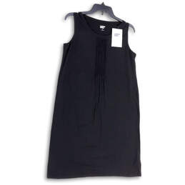 NWT Womens Black Sleeveless Pleated Round Neck Short Tank Dress Size Small