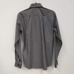 Mens Gray Cotton Collared Long Sleeve Button-Up Shirt Size Medium alternative image