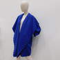 Gianni Versace Blue Wool Pleated Cloak Wrap Top image number 5