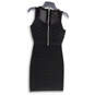 Womens Black V-Neck Sleeveless Rib Lacing Short Bodycon Dress Size Small image number 2