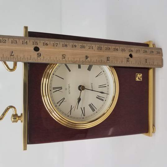 Montreux Quartz Brass & Cherry Wood Mantel Clock Untested image number 3