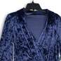 Modcloth Womens Blue Velvet Long Sleeve Totally Crushed It Mini Dress Size L image number 3
