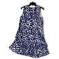 NWT Womens Blue White Floral Round Neck Sleeveless Layered Mini Dress Sz 10 image number 2