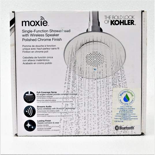 Kohler Moxie Single Function Showerhead with Wireless Speaker Polished Chrome image number 1