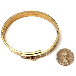 Designer Michael Kors Gold-Tone Rhinestone Hinged Round Bangle Bracelet alternative image