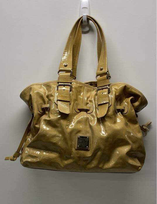 Dooney & Bourke Yellow Patent Leather Drawstring Tote Bag image number 1