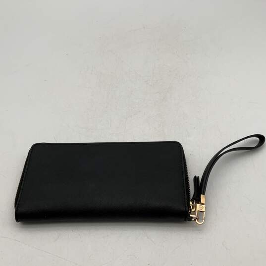 Tory Burch Womens Black Leather Credit Card Holder Wristlet Wallet image number 2
