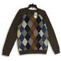 NWT Mens Brown Argyle Crew Neck Long Sleeve Pullover Sweater Size Large image number 1