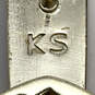 Designer Kendra Scott Gold-Tone Shiny Aragon Drop Earrings With Dust Bag image number 4