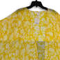NWT Womens Yellow White Floral Kimono Sleeve Open Front Shrug Size O/S image number 3