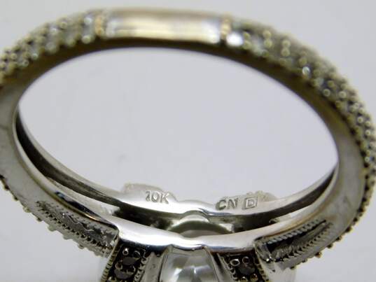 10K White Gold 0.33 CTTW Pave Set Diamond & 6.5mm White Sapphire Ring 3.2g image number 4