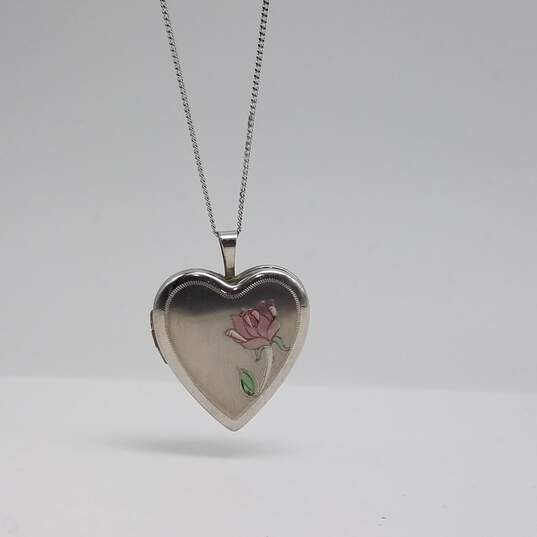 Sterling Silver Multi Gemstone 17, 20 & 19 Inch Heart Necklace 3pcs Bundle 11.6g image number 3