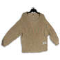 NWT Womens Tan Knitted Round Neck Long Sleeve Pullover Sweater Size Medium image number 1