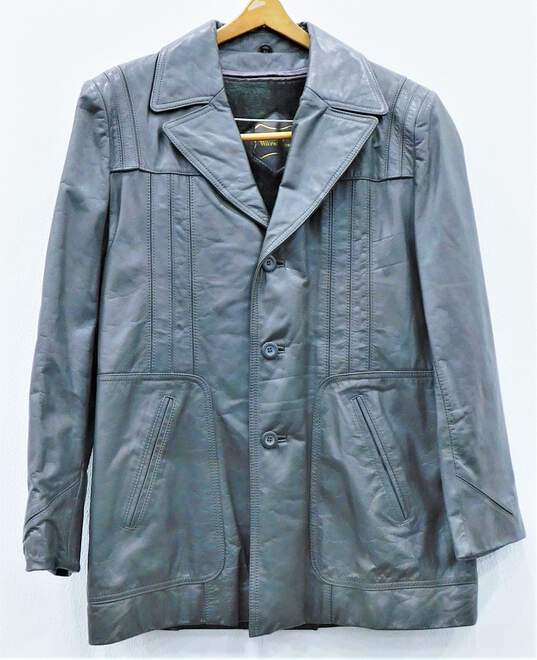 The Leather Warehouse Vintage Gray Leather Button Jacket Mens SZ 40 image number 1