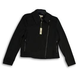 NWT Max Studio Womens Black Spread Collar Long Sleeve Full-Zip Jacket Size S