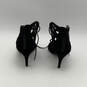Womens Black Suede Open Toe Tie Up Stiletto Heels Strappy Sandals Size 8.5 image number 4