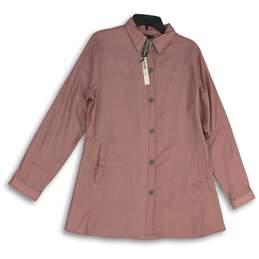 NWT Coco+Carmen Womens Pink Spread Collar Button-Up Shirt Size L/XL