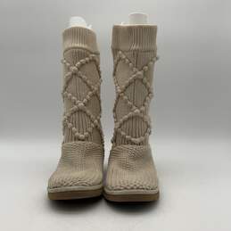 Womens Classic Argyle 5879 Ivory Knitted Pull-On Winter Snow Boots Size 7