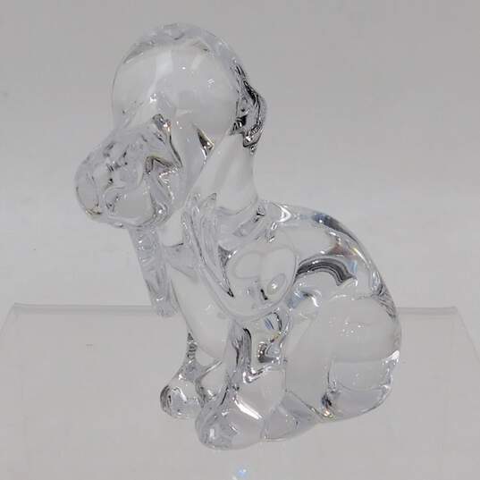 Signed Daum France Clear Crystal Hound Dog Figurine Paperweight 3.5" image number 2
