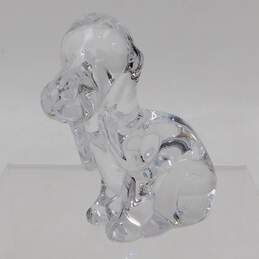 Signed Daum France Clear Crystal Hound Dog Figurine Paperweight 3.5" alternative image