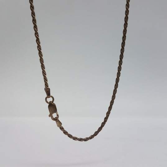 Sterling Silver Rose Quartz Pendant Rope Twist Necklace 22" 19.6g image number 4