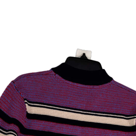 Mens Multicolor Striped Knitted Crew Neck Long Sleeve Pullover Sweater Size S image number 4