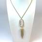 Designer Kendra Scott Gold-Tone Mother Of Pearl Tassel Pendant Necklace 41.5g image number 1