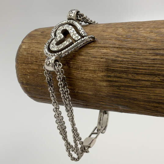 Designer Brighton Love Struck Silver-Tone Crystal Heart Chain Bracelet image number 2