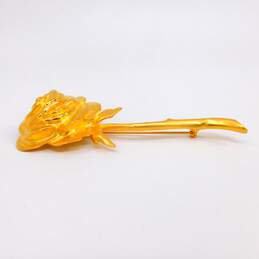 Vintage Givenchy Gold Tone Long Stem Rose Flower Statement Brooch 37.5g alternative image