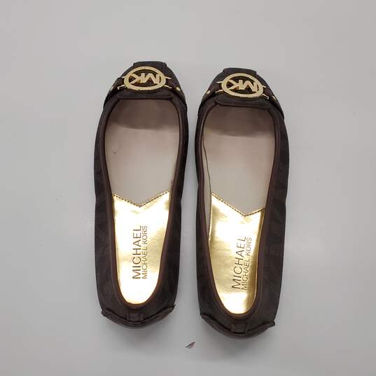 Michael Kors Women's Brown Coated Canvas Monogram Flats Size 6.5 image number 5