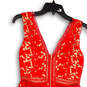 Womens Red Lace V-Neck Sleeveless Back Zip Fit & Flare Dress Size Small image number 4