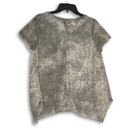 NWT Womens Gray Animal Print Short Sleeve Round Neck Blouse Top Size Large alternative image