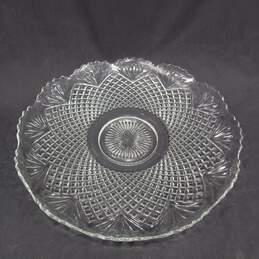 Vintage L.E. Smith Glass Large Heavy Round Glass Pineapple Serving Tray alternative image