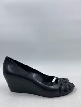 Authentic Gucci GG Black Rubber Wedge Sandal W 8