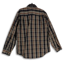 Mens Brown Black Plaid Spread Collar Long Sleeve Button-Up Shirt Size L alternative image