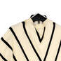 Womens Black White Chevron V-Neck Long Sleeve Pullover Sweater Size 8 image number 4