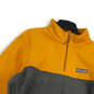 Mens Gold Gray Long Sleeve 1/4 Zip Mock Neck Pullover Sweatshirt Size L image number 3