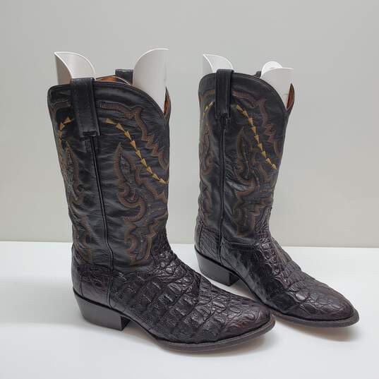 Dan Post Size 9 Birmingham Caiman Leather Western Cowboy Boots Mens 2386 Brown image number 1