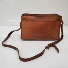 Vintage Coach Leatherware Brown Leather Square Zip Top Shoulder Bag