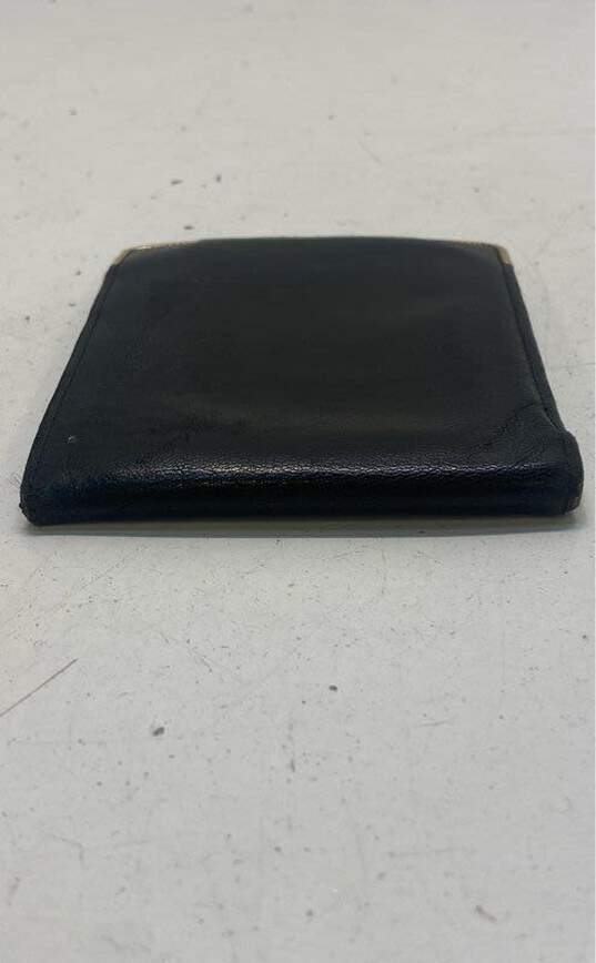 Black Leather Bifold ID Card Wallet 14K Trim Corners Men's image number 3