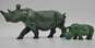 2 Hand Carved Verdite African Jade Stone Rhino Sculptures Figurines image number 5