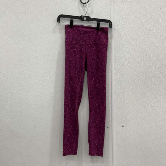 Womens Pink Printed Elastic Waist Skinny Leg Compression Leggings Size 4 image number 1