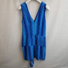 Tracy Reese blue abstract stripe deep v faux wrap dress 10 nwt alternative image