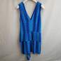 Tracy Reese blue abstract stripe deep v faux wrap dress 10 nwt image number 2