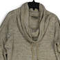 Womens Tan Cowl Neck Drawstring Zipper Pocket Sweater Dress Size Large image number 3