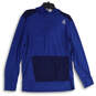 Mens Blue Heather Long Sleeve Activewear Hooded Pullover T-Shirt Size M image number 1